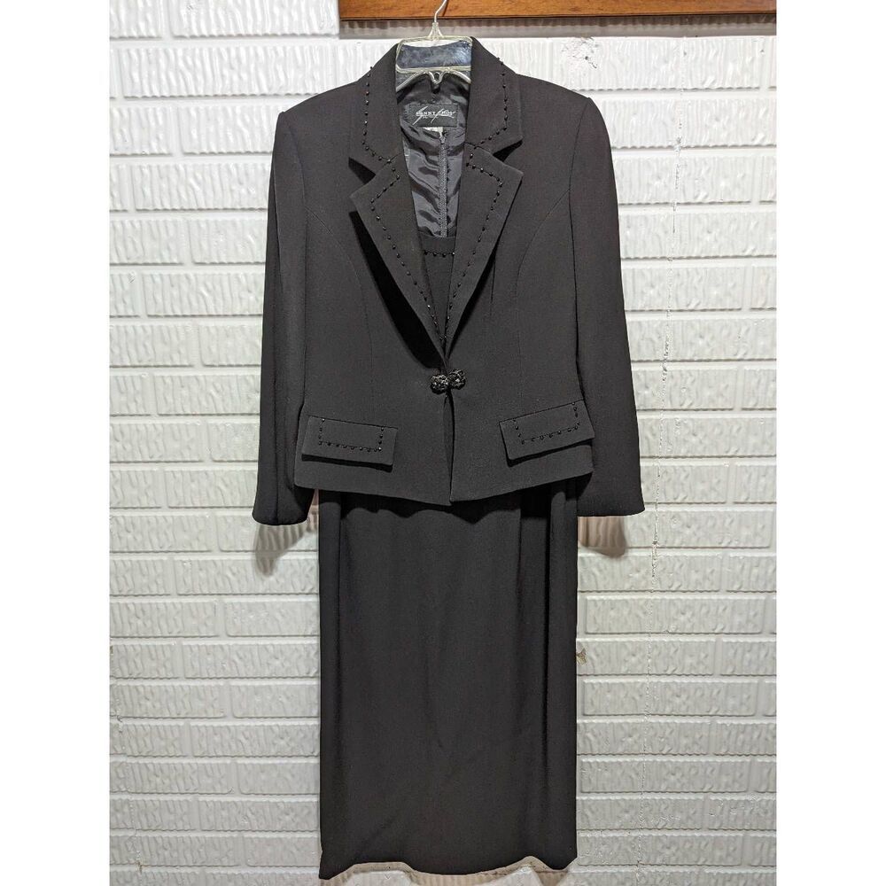 Sunny Choi Woman's Black 2 Piece Set Embellished Beaded Dress with Jacket 10